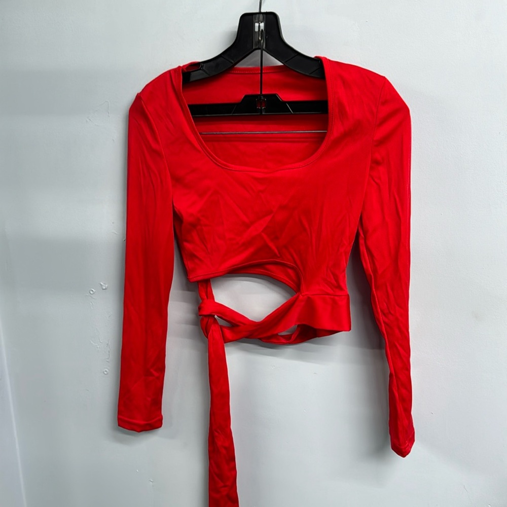 NWOT - Long Sleeve Crop Top with Tie